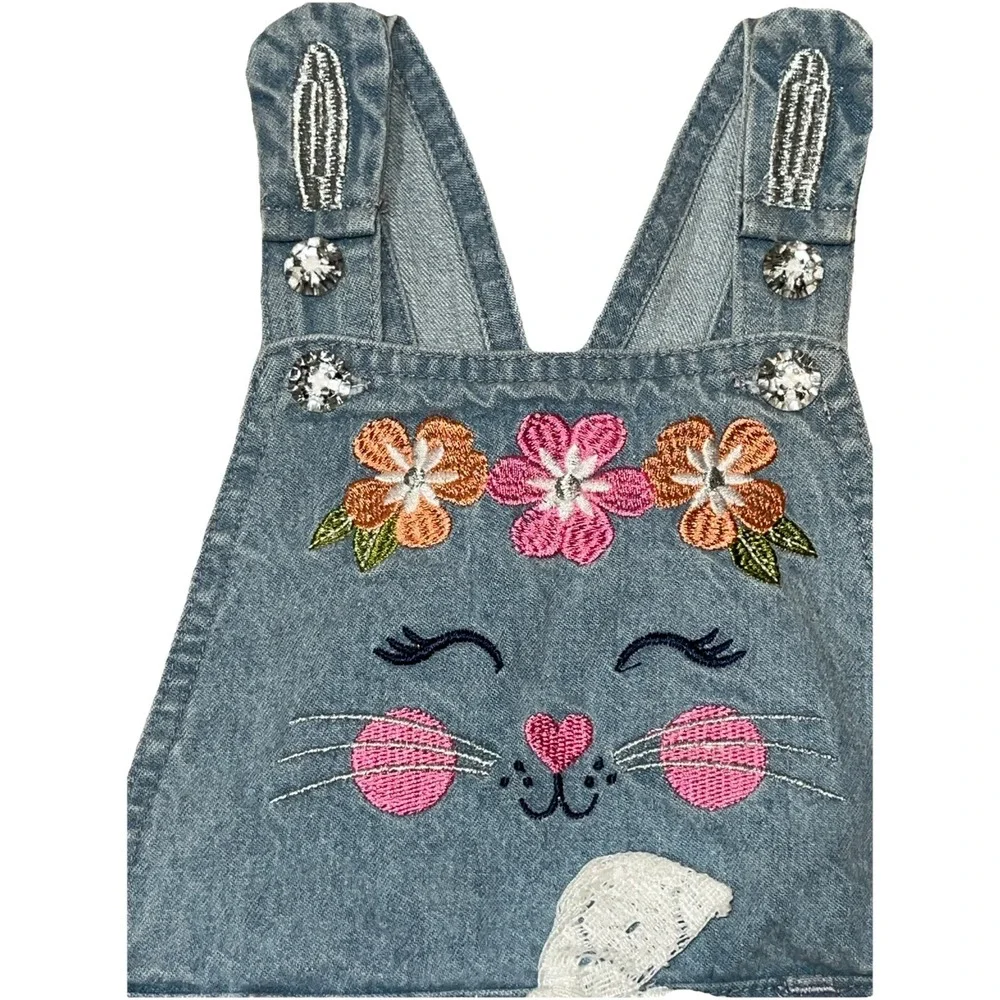 Bunny Denim Overalls‎ Size 12 Months